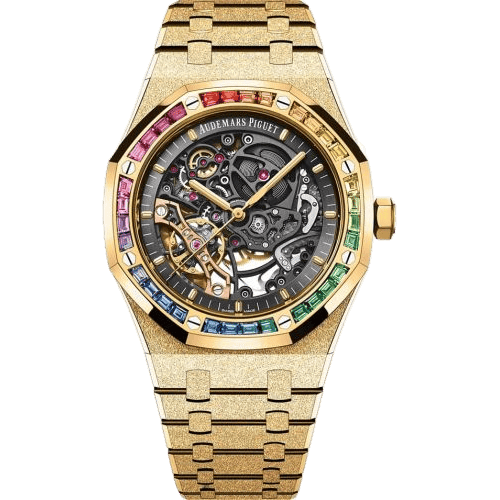 Royal Oak 41 Double Balance Wheel Openworked Frosted Yellow Gold - Rainbow