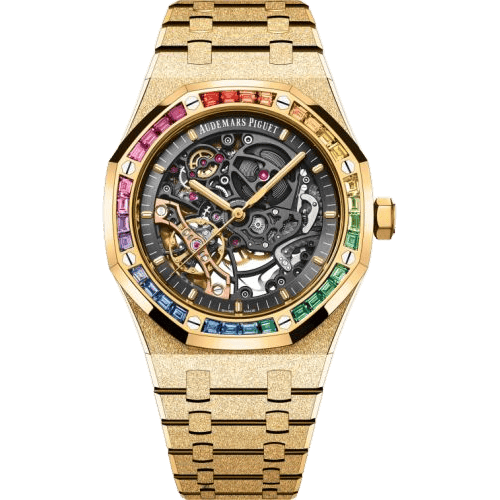 Royal Oak 41 Double Balance Wheel Openworked Frosted Yellow Gold - Rainbow