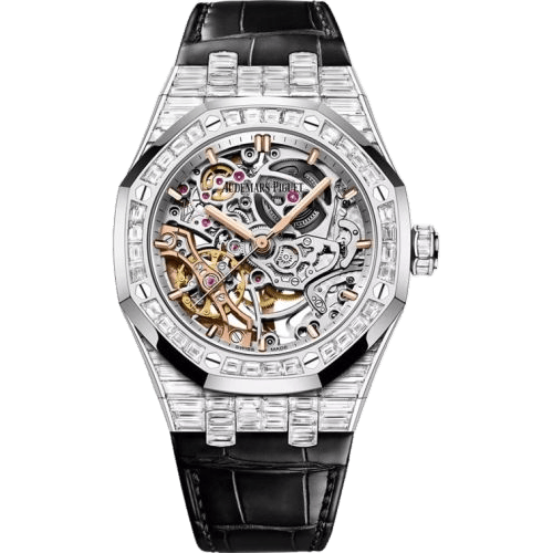 Royal Oak 37 Double Balance Wheel Openworked White Gold - Baguette / Strap