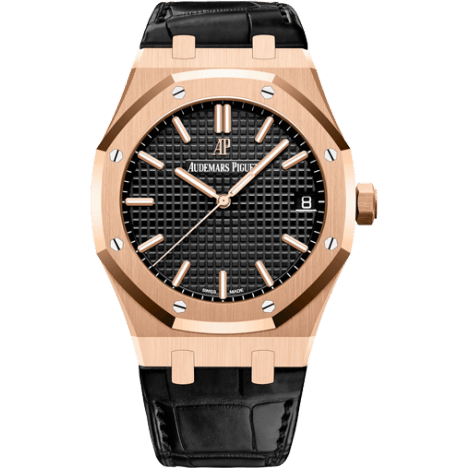 Royal Oak 15500 Pink Gold / Black / Strap