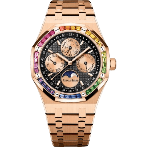 Royal Oak Perpetual Calendar 41 Pink Gold - Rainbow / Black