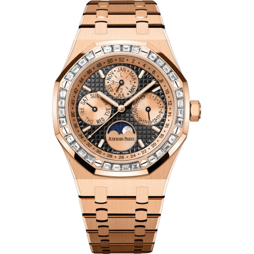Royal Oak Perpetual Calendar 41 Pink Gold - Baguette / Black