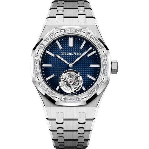 Royal Oak Extra Thin Selfwinding Flying Tourbillon RD#3 White Gold - Baguette / Smoked Blue
