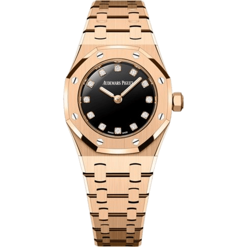 Royal Oak Mini Quartz Pink Gold / Onyx - Diamond