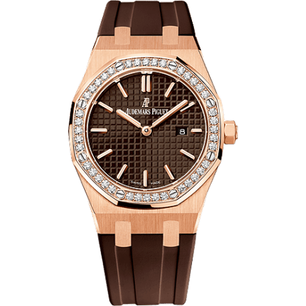 Royal Oak 67651 Quartz Pink Gold / Brown / Rubber