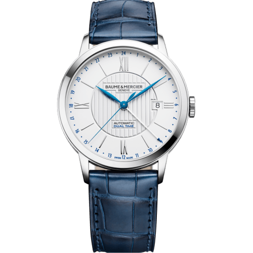 Classima 40 Dual Time Stainless Steel / Silver / Alligator