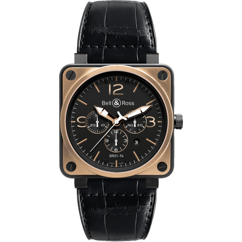 BR 01 94 Pink Gold & Carbon Officer Chronograph