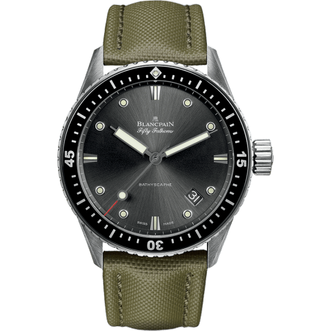 Fifty Fathoms Bathyscaphe Stainless Steel / Grey / Sand Canvas