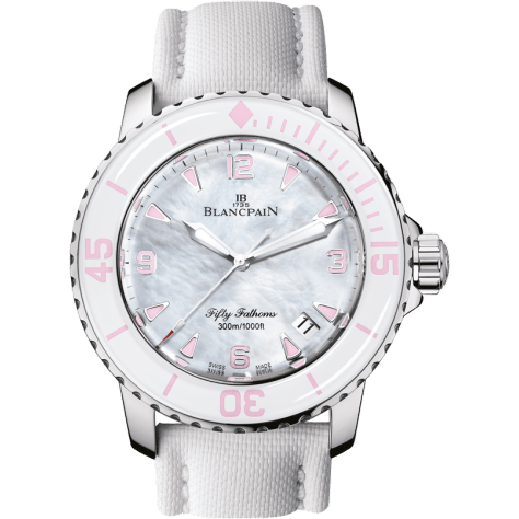Fifty Fathoms Automatique Stainless Steel / Mother of Pearl / White Canvas