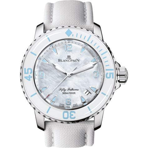 Fifty Fathoms Automatique Stainless Steel / White Mother Of Pearl / White Canvas