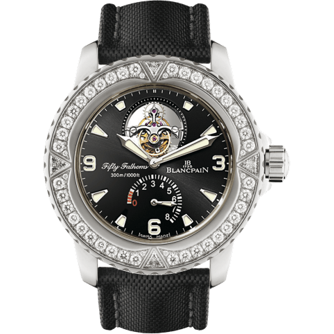 Fifty Fathoms Tourbillon 8 Jours White Gold / Diamonds / Black Canvas