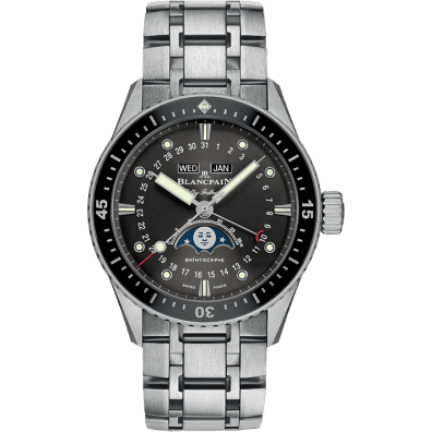 Fifty Fathoms Bathygraphe Quantième Complet Black / Grey / Stainless Steel