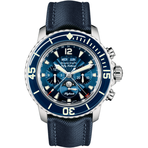 Fifty Fathoms Chronographe Flyback Quantieme Complet Stainless Steel / Blue / Blue Canvas