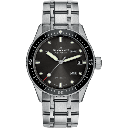 Fifty Fathoms Bathygraphe Quantième Annuel Black / Grey / Steel Bracelet