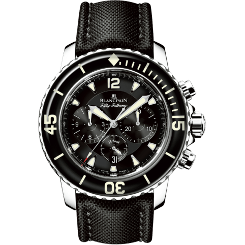 Fifty Fathoms Chronographe Flyback Stainless / Black / Black Canvas