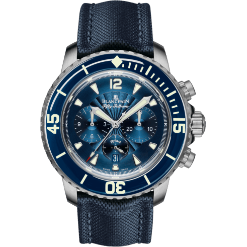 Fifty Fathoms Chronographe Flyback Stainless / Blue / Blue Canvas