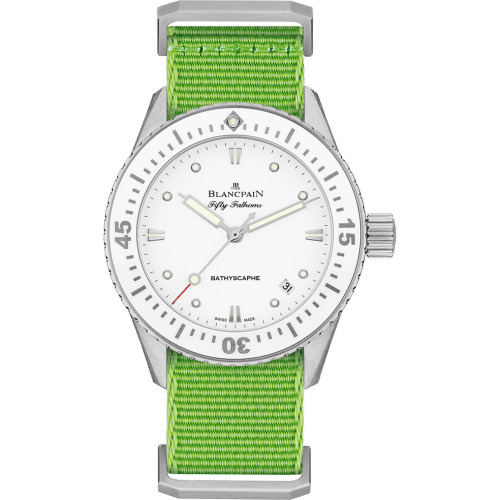 Fifty Fathoms Bathyscaphe Stainless Steel / White / Green Nato