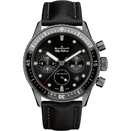Fifty Fathoms Bathyscaphe Flyback Chronograph Black Ceramic / Black / Black Canvas