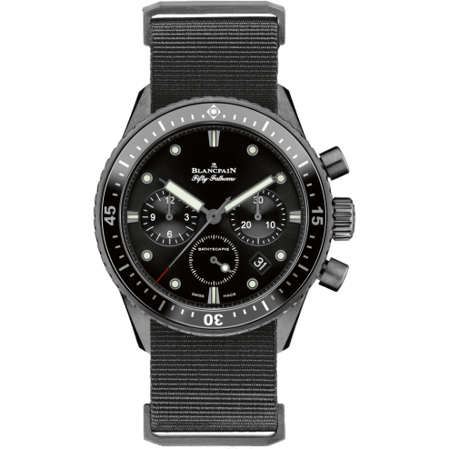Fifty Fathoms Bathyscaphe Flyback Chronograph Black Ceramic / Black / Black Nato