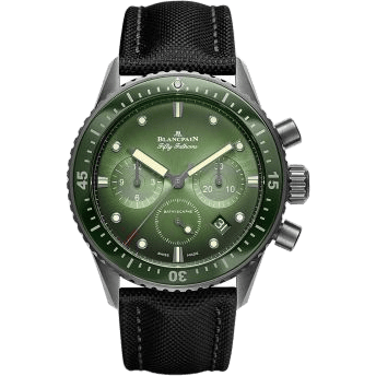 Fifty Fathoms Bathyscaphe Flyback Chronograph Black Ceramic / Green / Canvas