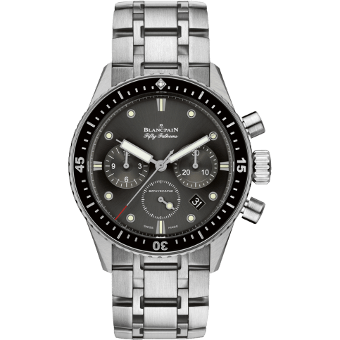 Fifty Fathoms Bathyscaphe Flyback Chronograph Stainless Steel / Grey / Bracelet
