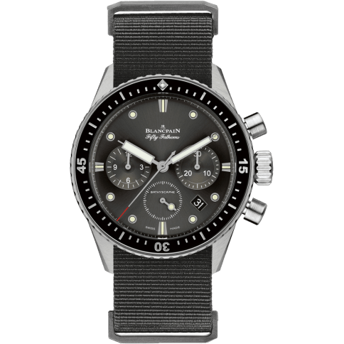 Fifty Fathoms Bathyscaphe Flyback Chronograph Stainless Steel / Grey / Black Nato