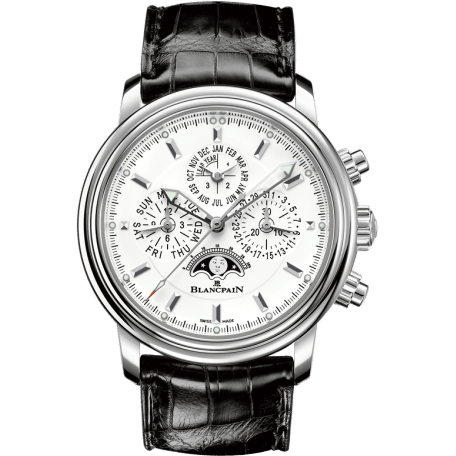 Léman Chronographe Flyback Quantième Perpétuel Stainless Steel / White / Alligator