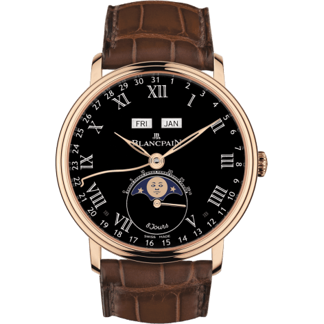 Villeret Quantieme Complet 8 Jours Red Gold / Black Enamel