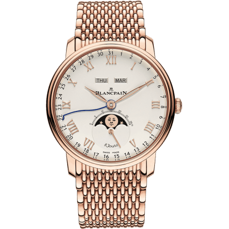 Villeret Quantieme Complet 8 Jours Red Gold / White / Bracelet