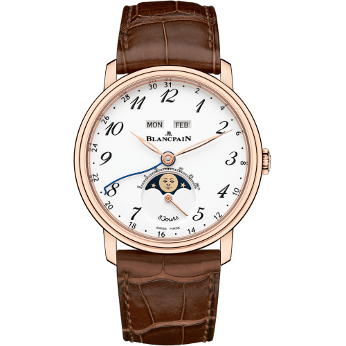 Villeret Quantieme Complet 8 Jours Red Gold / Enamel Arabic