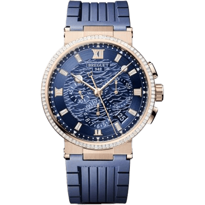 Marine Chronograph 5529 Rose Gold - Diamond / Blue / Rubber