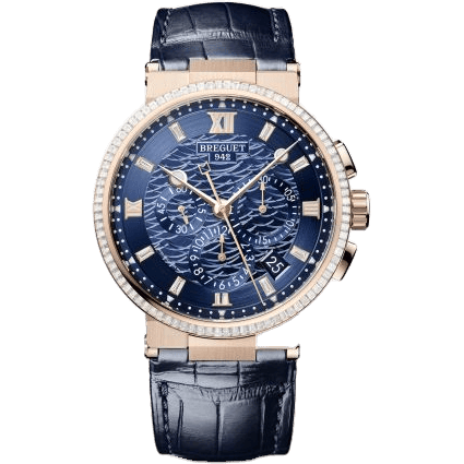 Marine Chronograph 5529 Rose Gold - Diamond / Blue / Alligator