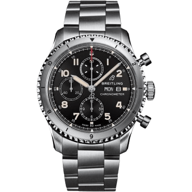 Aviator 8 Chronograph 43 Stainless Steel / Black / Bracelet