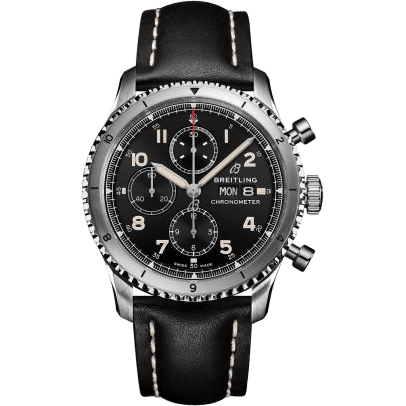 Aviator 8 Chronograph 43 Stainless Steel / Black / Calf / Folding