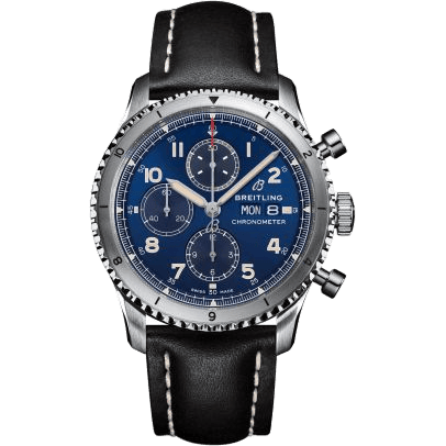 Aviator 8 Chronograph 43 Stainless Steel / Blue / Calf / Folding