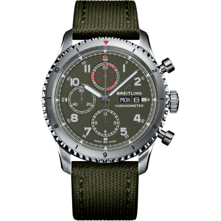 Aviator 8 Chronograph 43 Stainless Steel / Curtiss Warhawk / Canvas / Folding