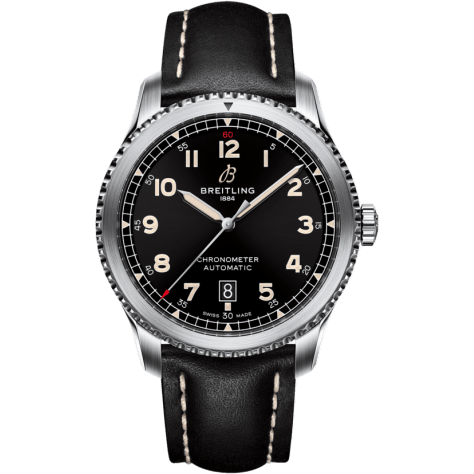 Aviator 8 Automatic 41 Stainless Steel / Black / Calf / Pin