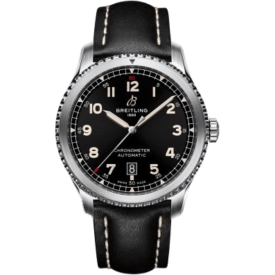 Aviator 8 Automatic 41 Stainless Steel / Black / Calf / Folding