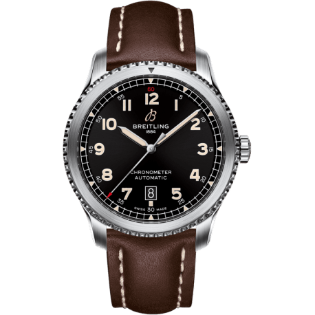 Aviator 8 Automatic 41 Stainless Steel / Black / Calf / Folding