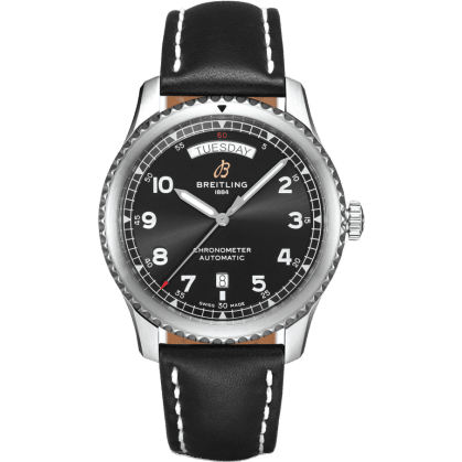 Navitimer 8 Automatic Day & Date 41 Stainless Steel / Black / Black Calf / Folding