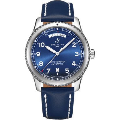 Navitimer 8 Automatic Day & Date 41 Stainless Steel / Blue / Blue Calf / Folding