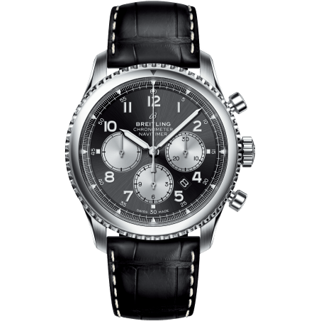 Navitimer 8 B01 Chronograph 43 Stainless Steel / Black / Croco