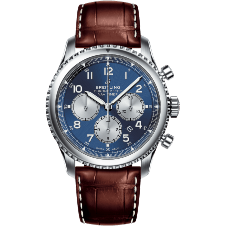 Navitimer 8 B01 Chronograph 43 Stainless Steel / Blue / Brown Croco