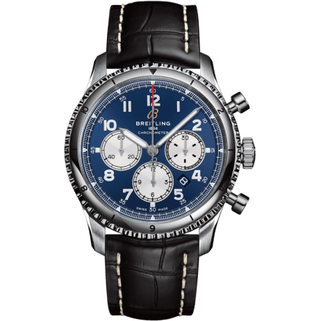 Aviator 8 B01 Chronograph 43 Stainless Steel / Blue / Croco / Pin