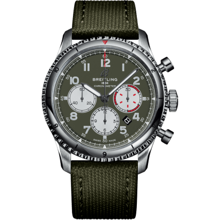 Aviator 8 B01 Chronograph 43 Stainless Steel / Curtiss Warhawk / Canvas / Fold