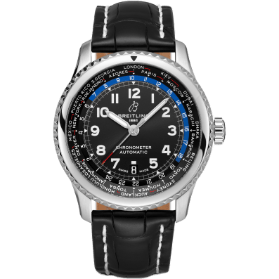 Navitimer 8 B35 Automatic Unitime 43 Stainless Steel / Black / Black Croco / Pin