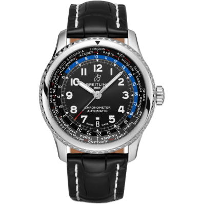 Navitimer 8 B35 Automatic Unitime 43 Stainless Steel / Black / Black Croco / Folding