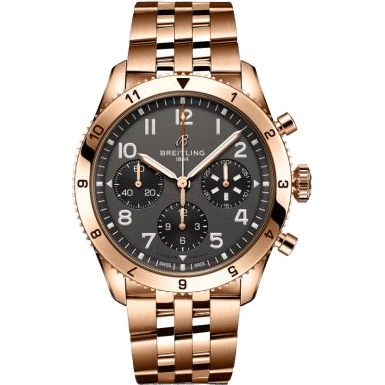 Classic AVI Chronograph P-51 Mustang Red Gold / Bracelet
