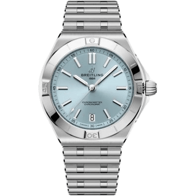 Chronomat B31 40 Stainless Steel - Platinum / Ice Blue / Rouleaux