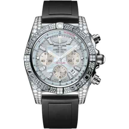 Chronomat 44 White Gold Diamondworks / Gray Pearl Diamond / Rubber